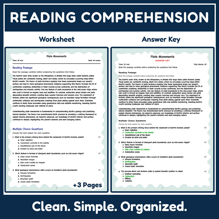 Science reading worksheets worksheet — 7th Grade Science | Plate Movements Reading Worksheet  (Answer Key) — page 2