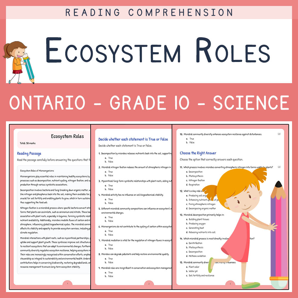 Grade 10 Science worksheet elena worksheet — Grade 10 Science | Ecosystem Roles Worksheet Elena | Ontario Standards — page 1