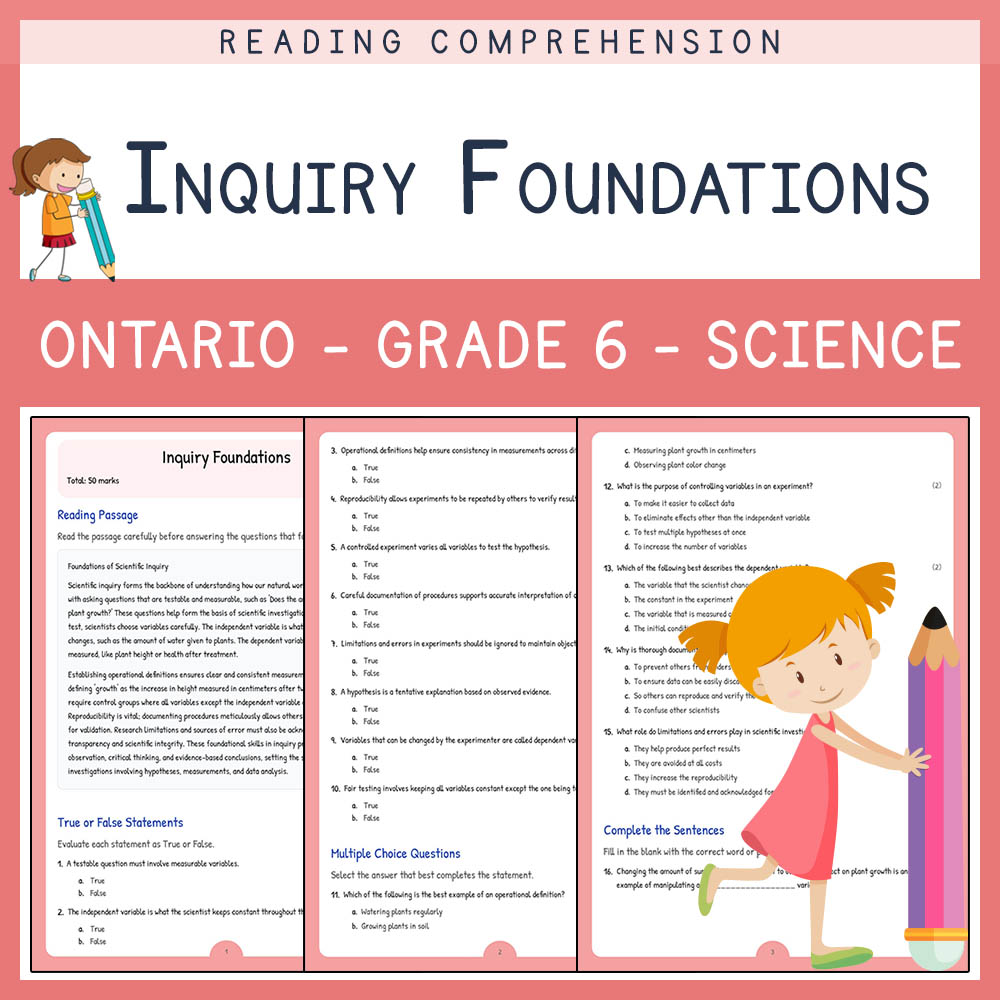 Grade 6 Science worksheet worksheet — Grade 6 Science | Inquiry Foundations Worksheet & Answer Key (PDF) — page 1
