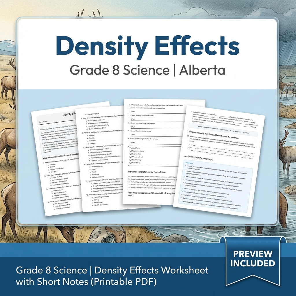 Grade 8 Science | Interactions & Ecosystems UNIT Worksheet Bundle  — included worksheet 9