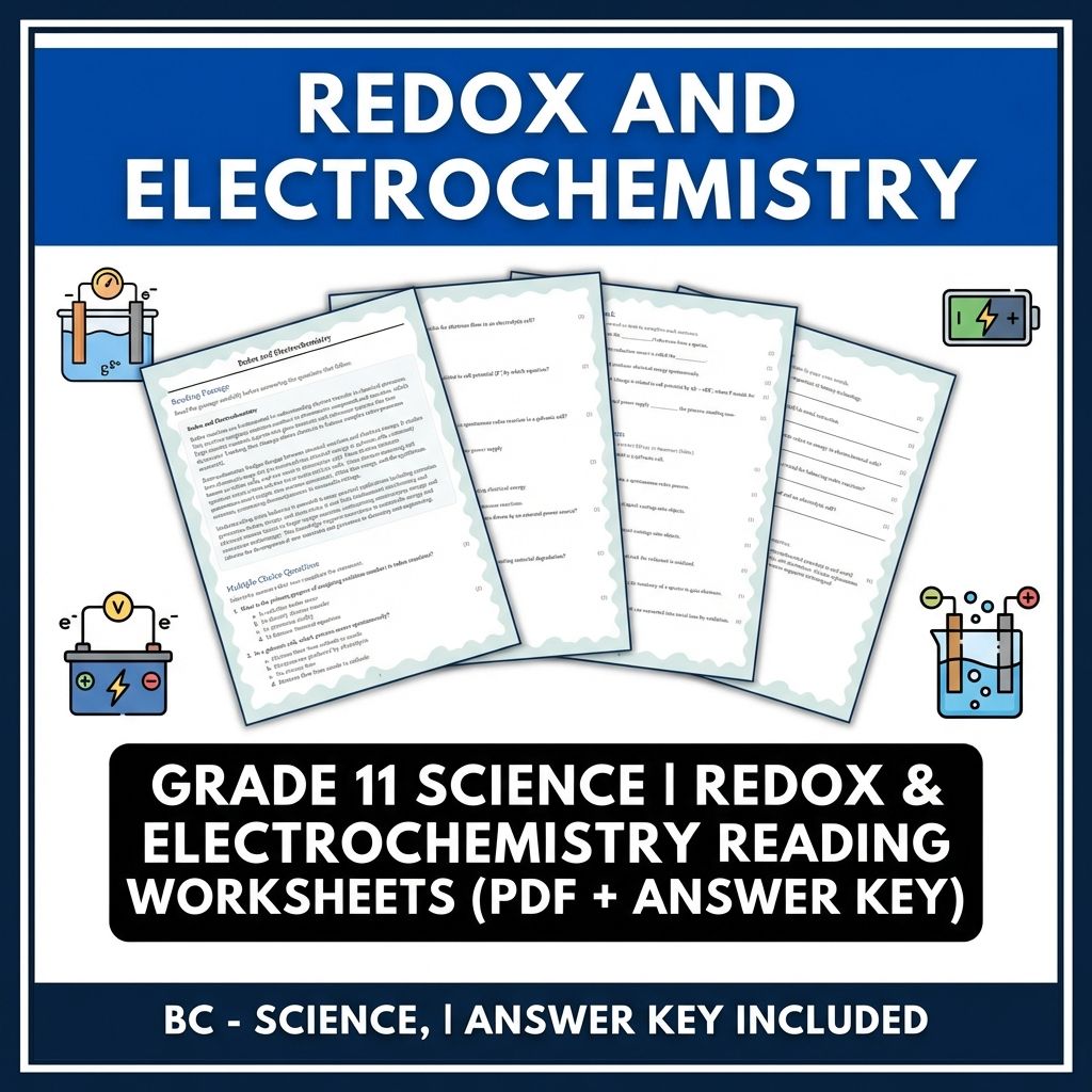 Grade 11 Science | Redox & Electrochemistry Worksheets (PDF + Answer Key)
