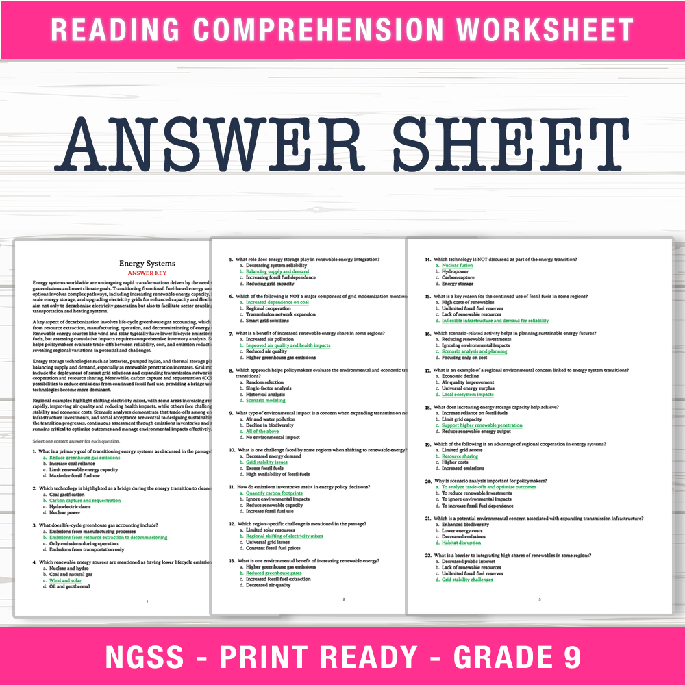 Grade 9 Science worksheet worksheet — Grade 9 Science | Energy Systems Worksheet (PDF + Answer Key) — page 2