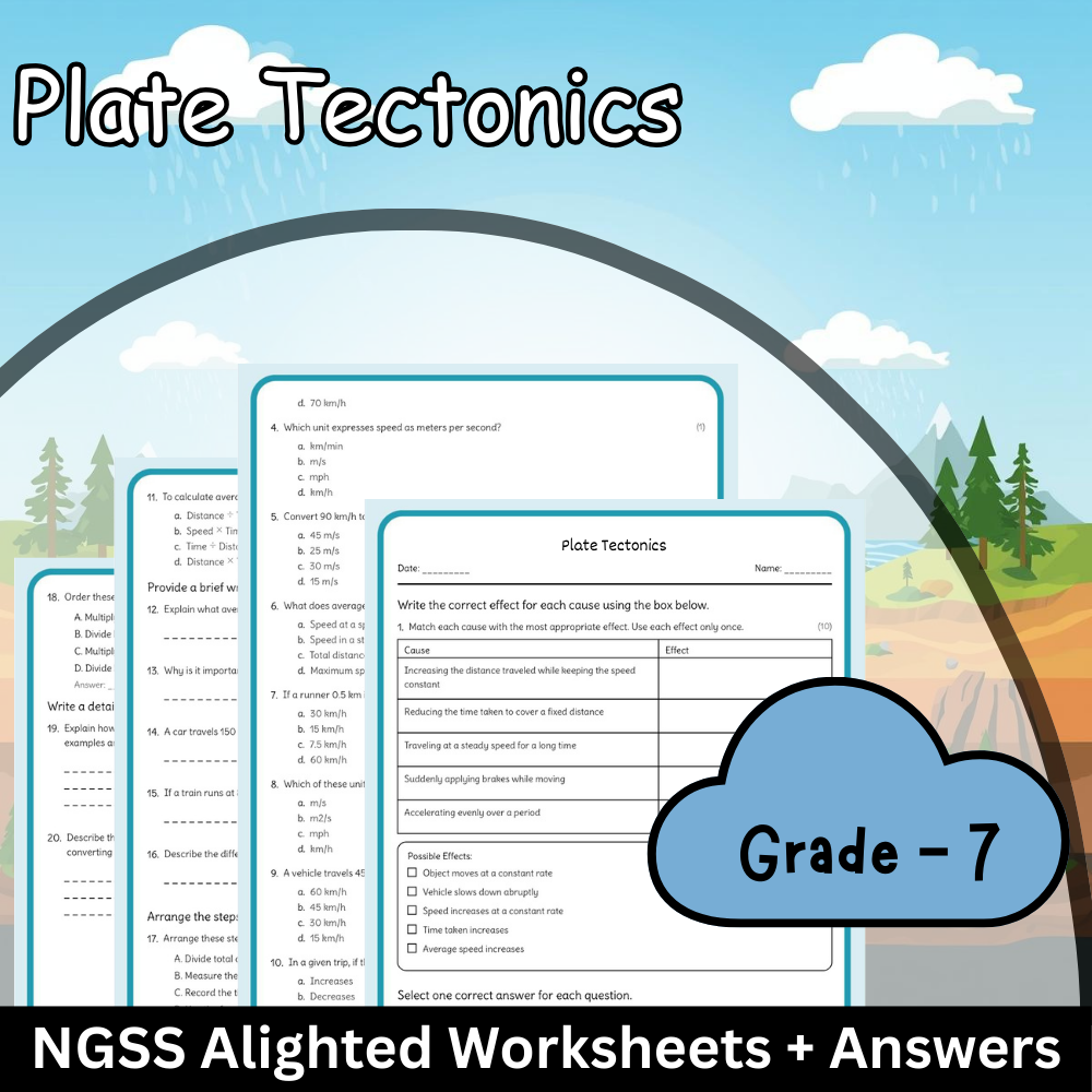 Grade 7 Science | Plate Tectonics Worksheet (Answer Key)– NGSS Standards Aligned