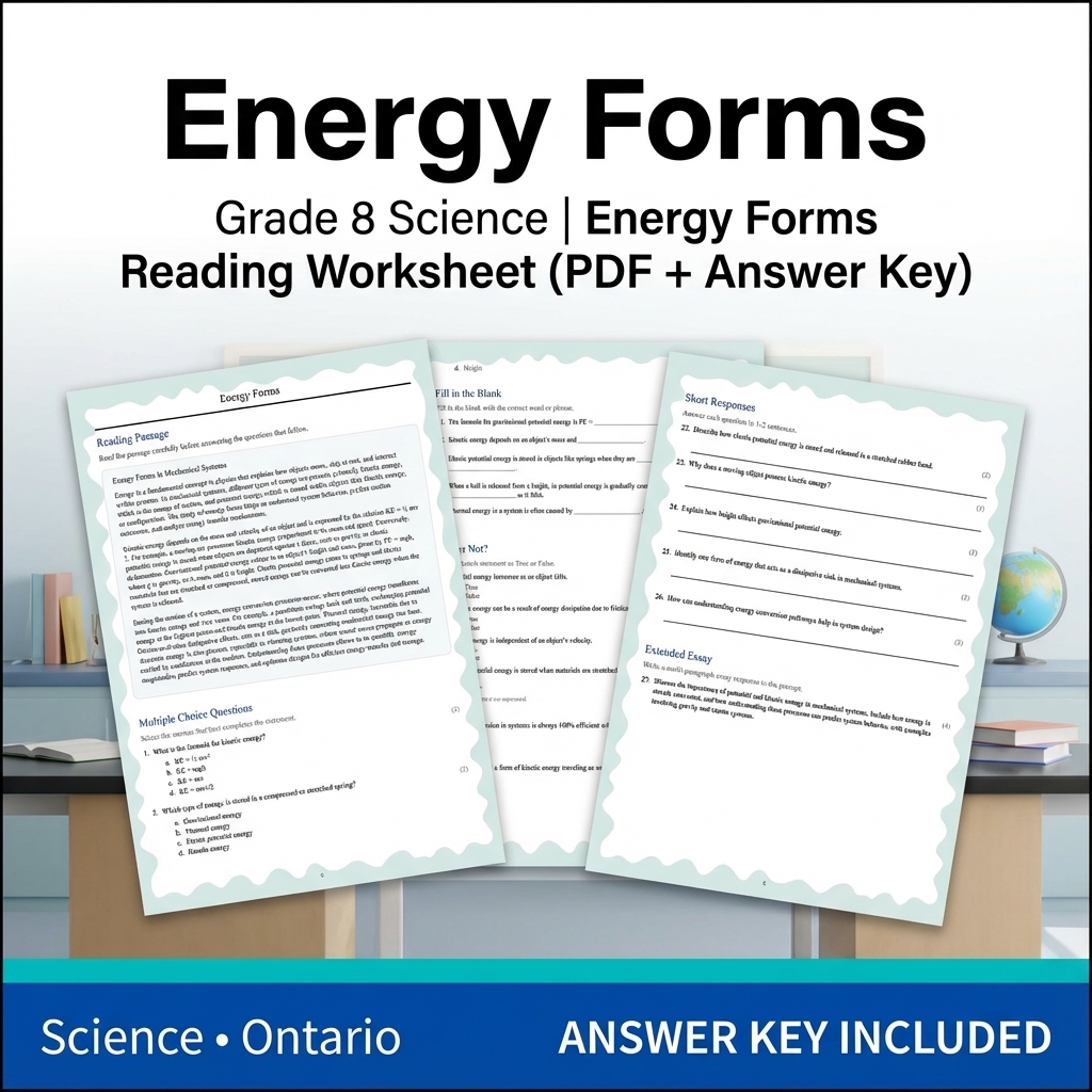 Grade 8 Science Worksheets Bundle | Biology, Physics & Earth Science Resources — included worksheet 35