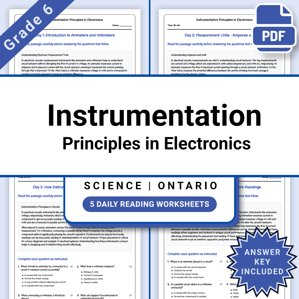 Grade 6 Science Lesson Group – Circuits and Energy Ontario Framework — included worksheet 9