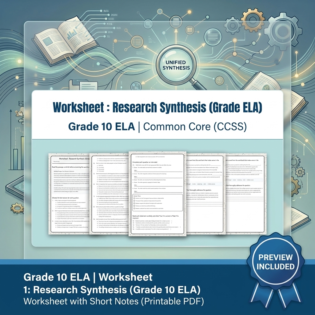 Grade 10 Source Integration & Writing Skills ELA Full-Year Bundle (CCSS) — included worksheet 24