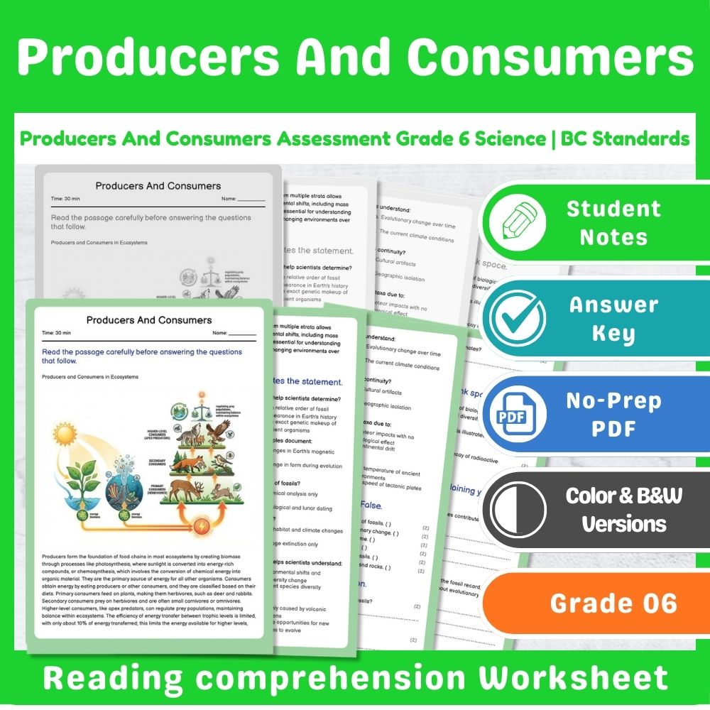 Grade 6 Science – Ecosystems Assessment & Ecology Lesson Bundle | Standards-Aligned — included worksheet 9