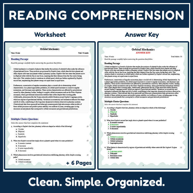 Grade 11 Science reading worksheets worksheet — Grade 11 Science | Orbital Mechanics Reading Worksheet (PDF + Answer Key)…