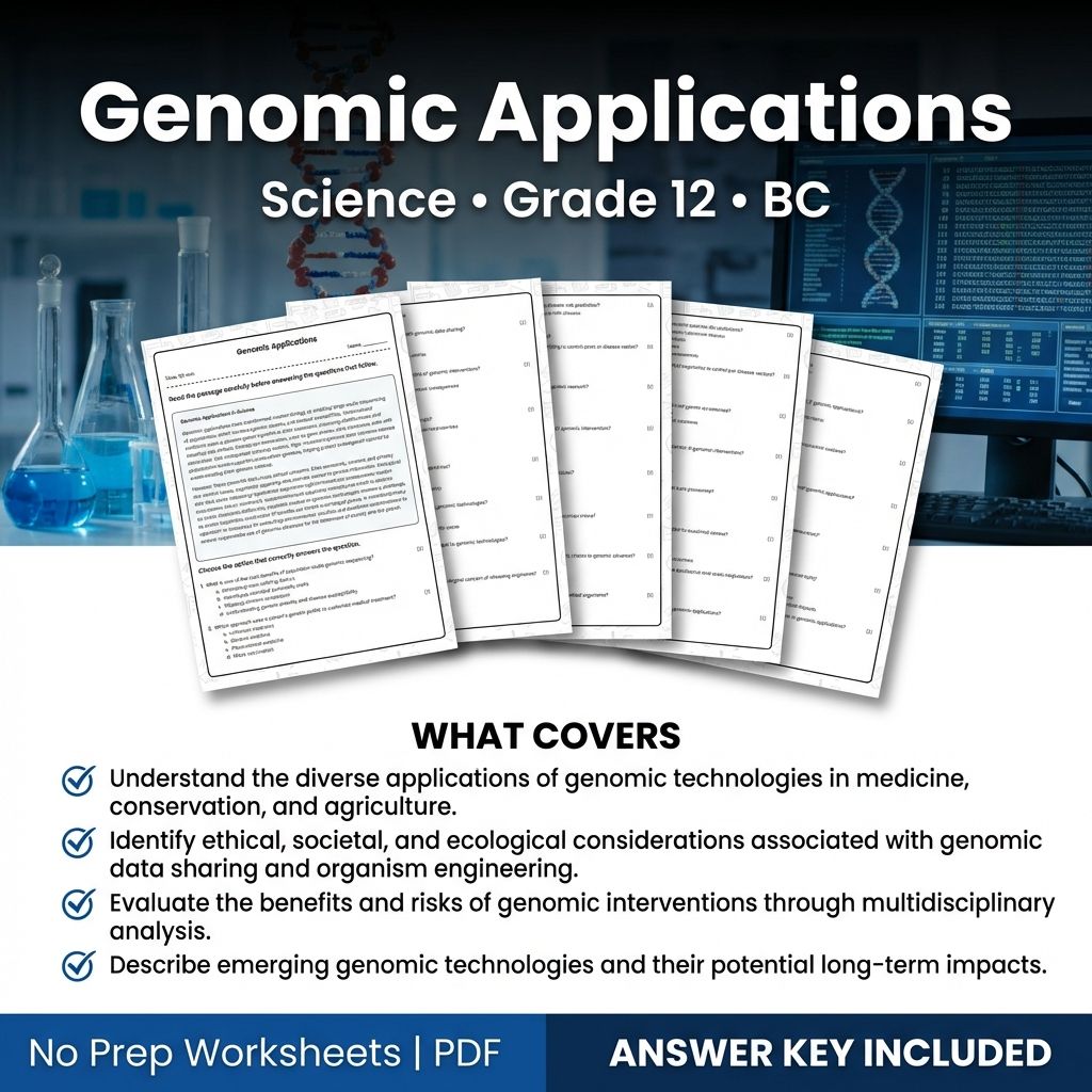Grade 12 Science Worksheet on Genomic Applications | BC Standards