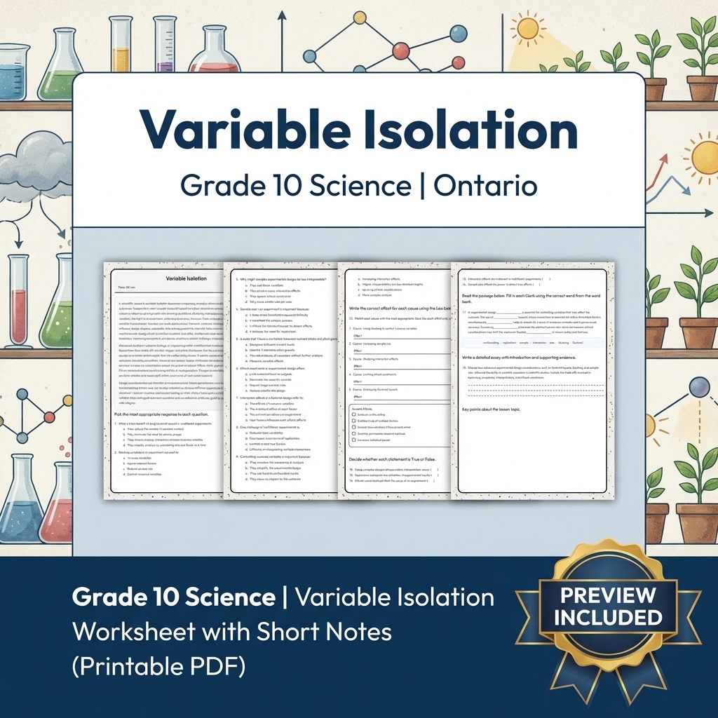 Grade 10 Science Lesson Group Bundle | Ontario Curriculum Worksheets — included worksheet 6