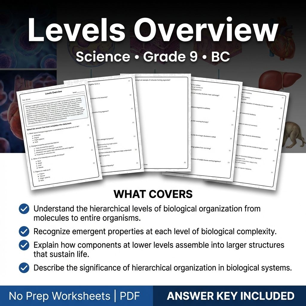 Grade 9 Science worksheet — Levels Overview Grade 9 Science Worksheet | BC Standard Practice