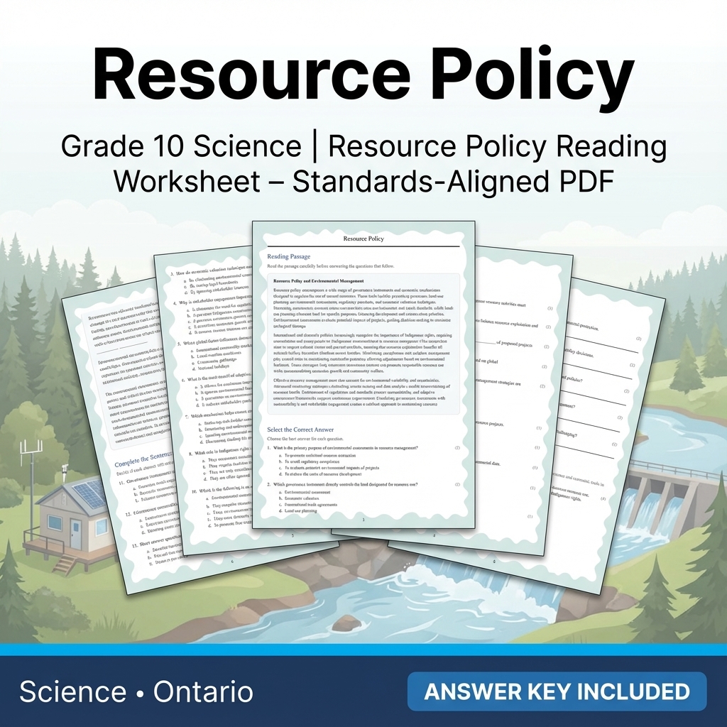 Grade 10 Science Unit Bundle – Earth Dynamics & Resources (PDF + Rubrics) — included worksheet 4