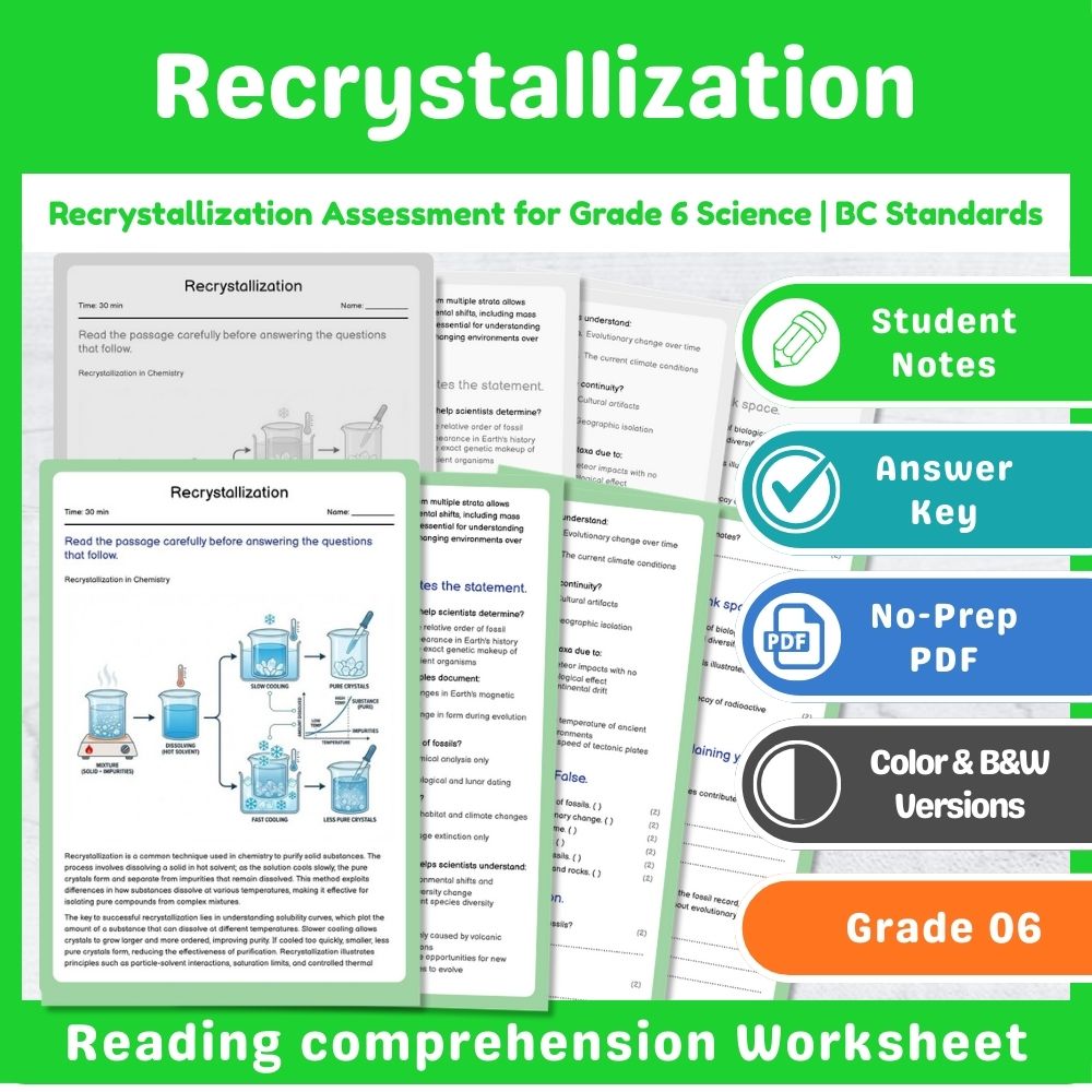 Grade 6 Science – Chemistry Assessment Mini Bundle | BC Standards-Aligned — included worksheet 10