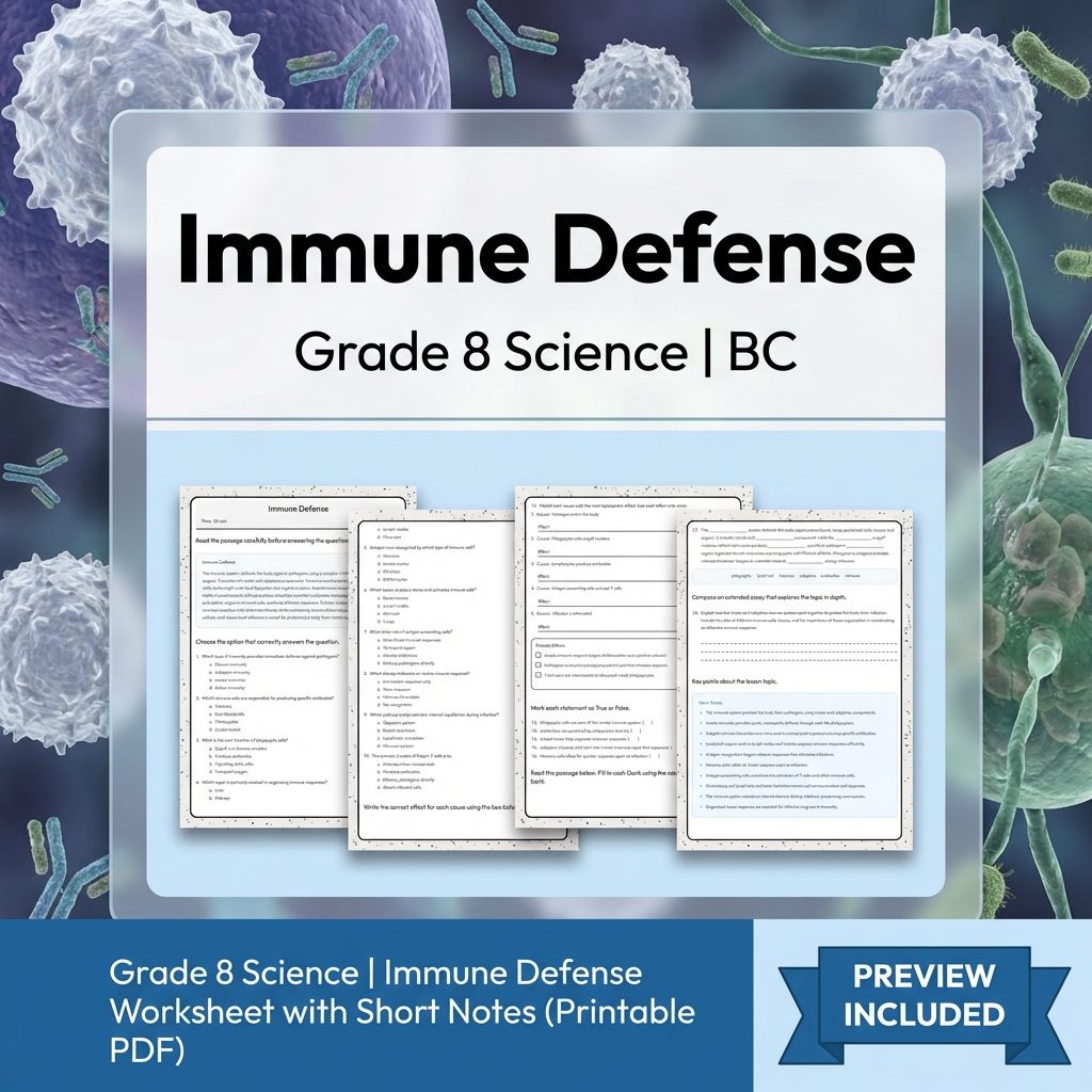 Grade 8 Science Full Year Bundle | Cell Biology, Ecosystems & Conservation — included worksheet 35
