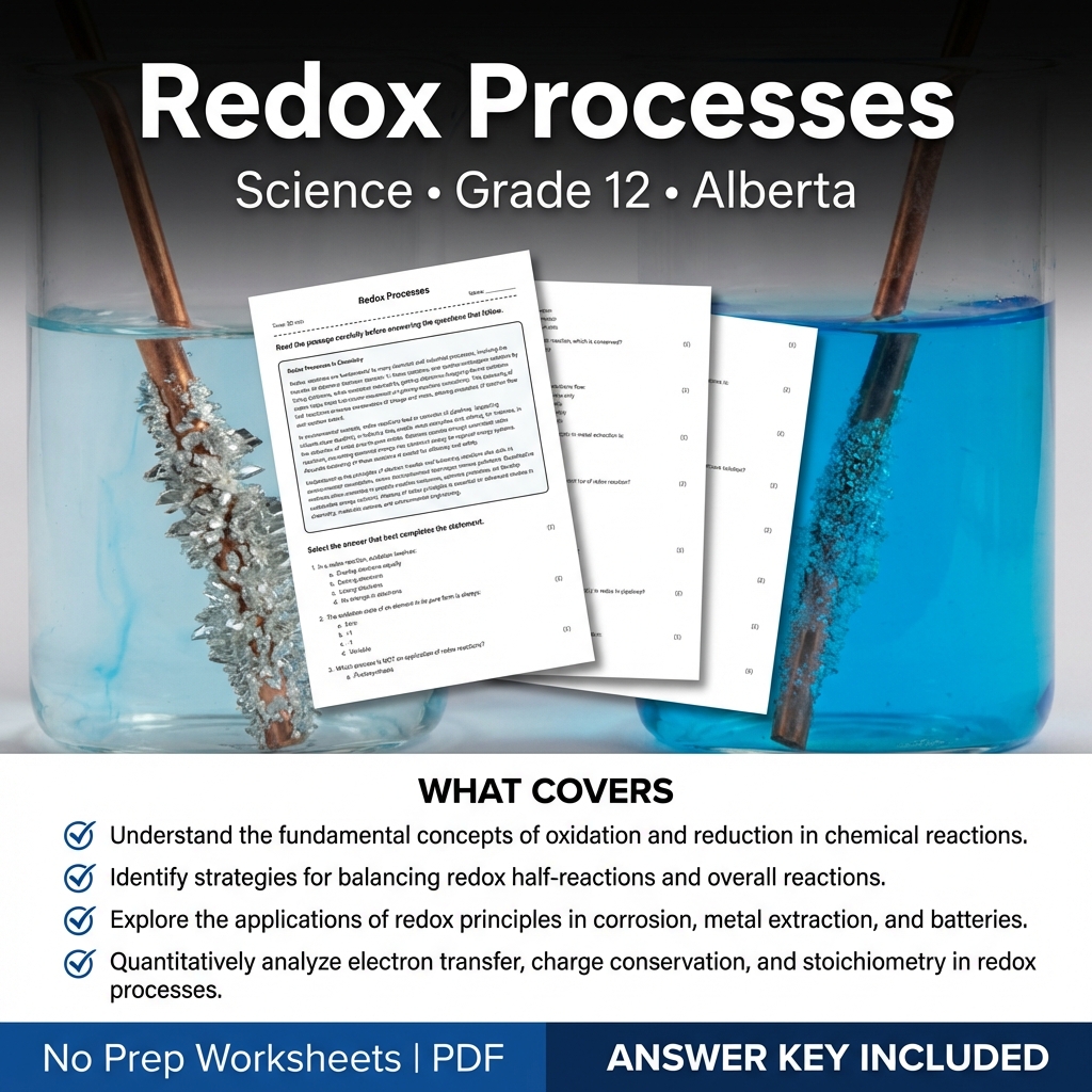 Redox Processes Worksheet Grade 12 Science Alberta Standards PDF