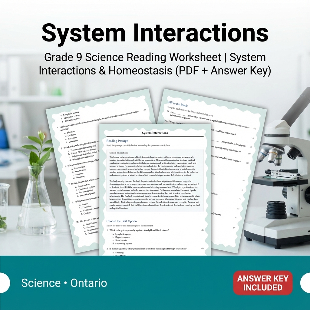 Grade 9 Science Unit Bundle | Human Body Systems & Cell Functions  — included worksheet 11