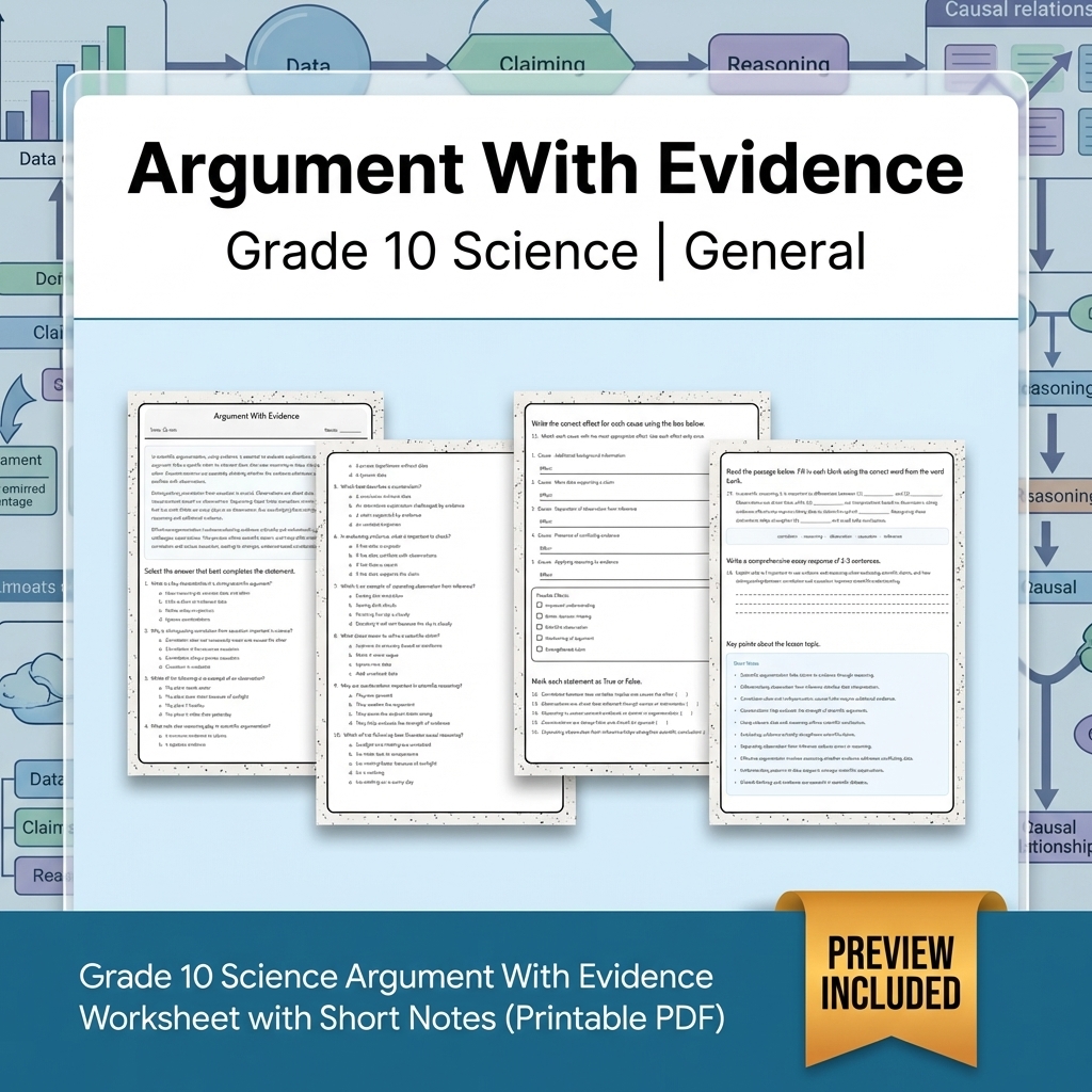 Grade 10 Science Modeling & Evidence Reasoning Full-Year Bundle | General — included worksheet 25