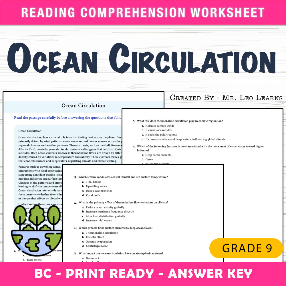 Grade 9 Science worksheet mcq paper worksheet — Grade 9 Science — Ocean Circulation Worksheet MCQ Paper for Mastery — page 1