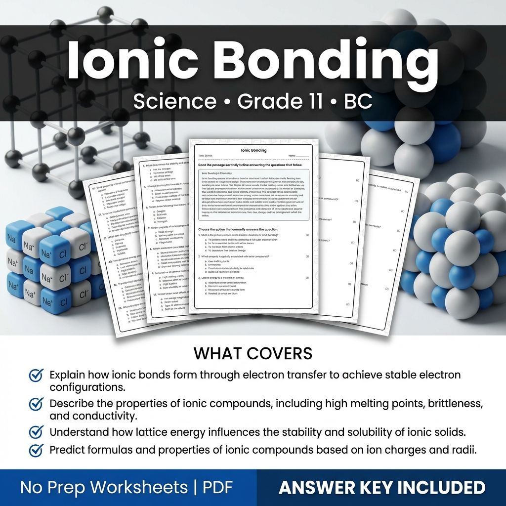 Grade 11 Science | Ionic Bonding Worksheet & Answer Key (Printable PDFs)