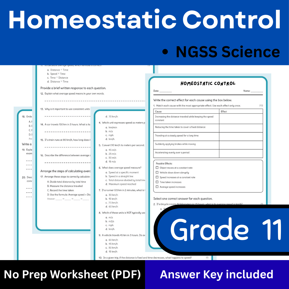 Grade 11 Science | Homeostatic Control Worksheet (Answer Key) – NGSS Aligned