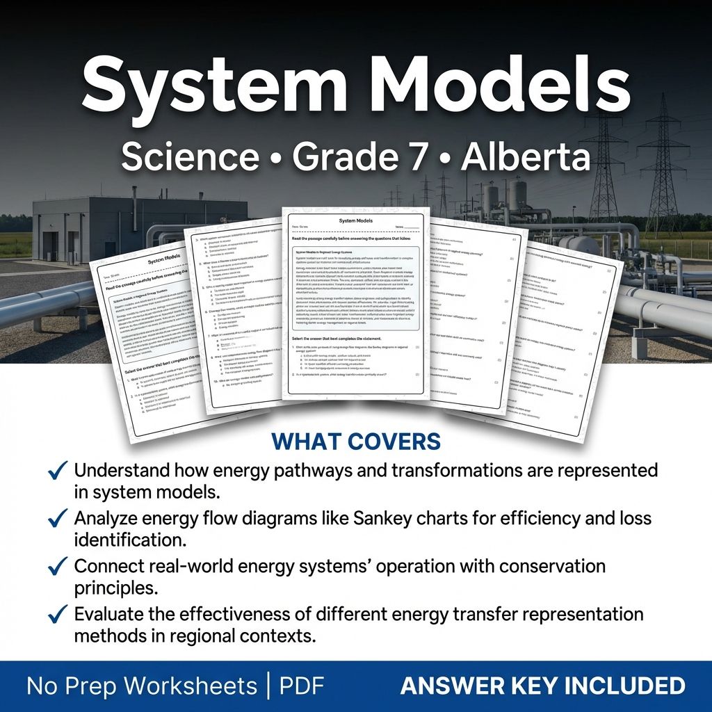 Grade 7 Science Worksheet on System Models | Alberta Standard Practice