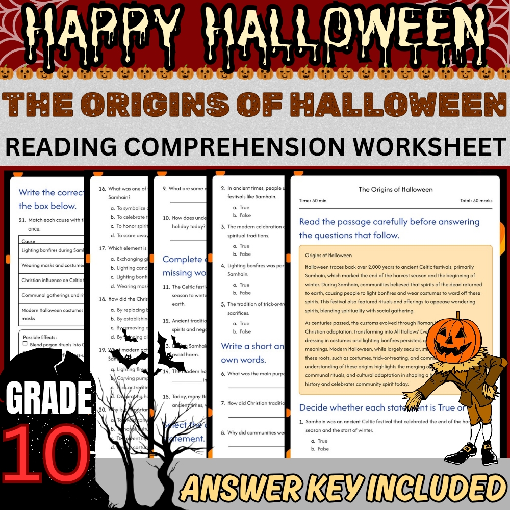 Grade 10 Seasonal Holidays & Symbols Unit Worksheet Bundle(Answer Keys Included) — included worksheet 3