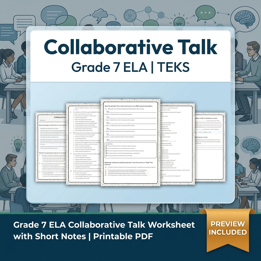 Grade 7 Evidence-Based Research Writing ELA full-year bundle TEKS — included worksheet 19