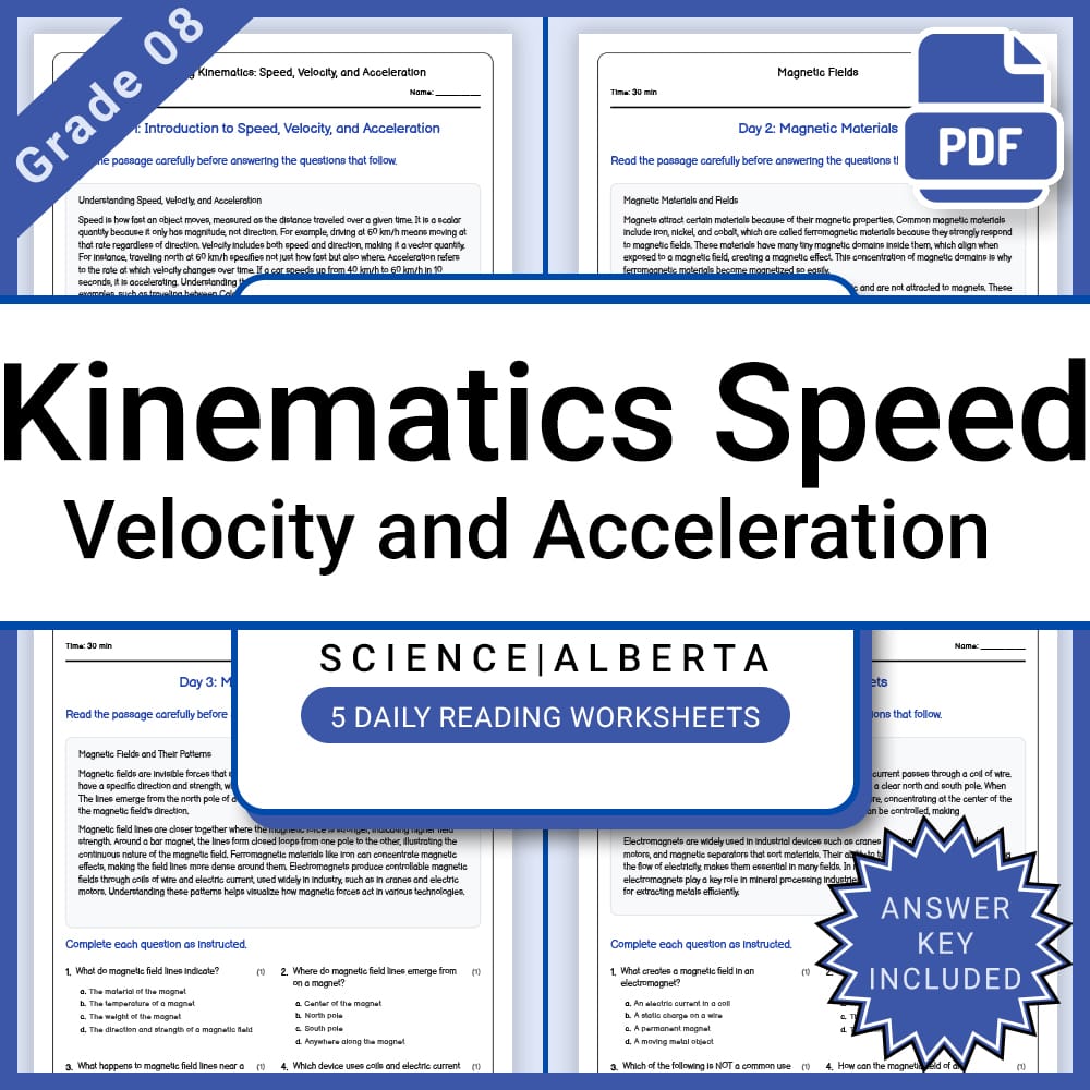 Grade 8 Science – Kinematics Daily Reading Worksheet + Answer Key