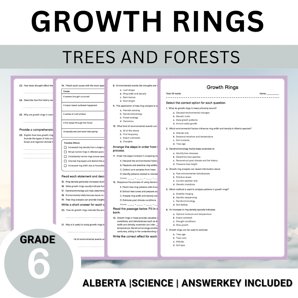 Grade 6 Science | Tree Anatomy, Ecology & Conservation Unit Worksheet Bundle — included worksheet 11