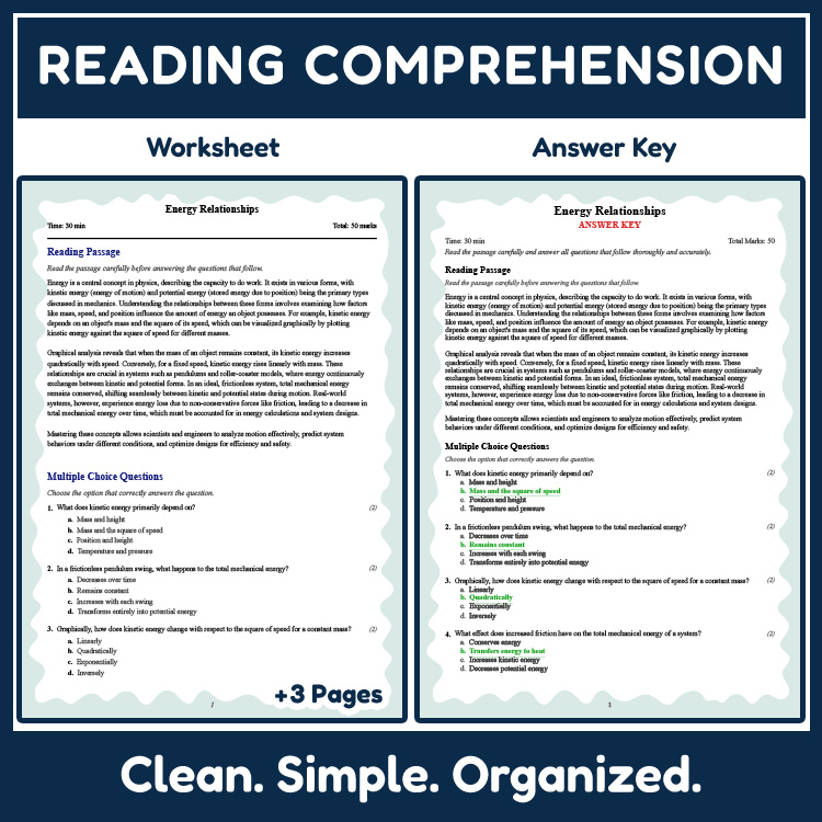 Grade 8 Science reading worksheets worksheet — 8th Grade Science | Energy Relationships Reading Worksheet (Answer Key) — p…