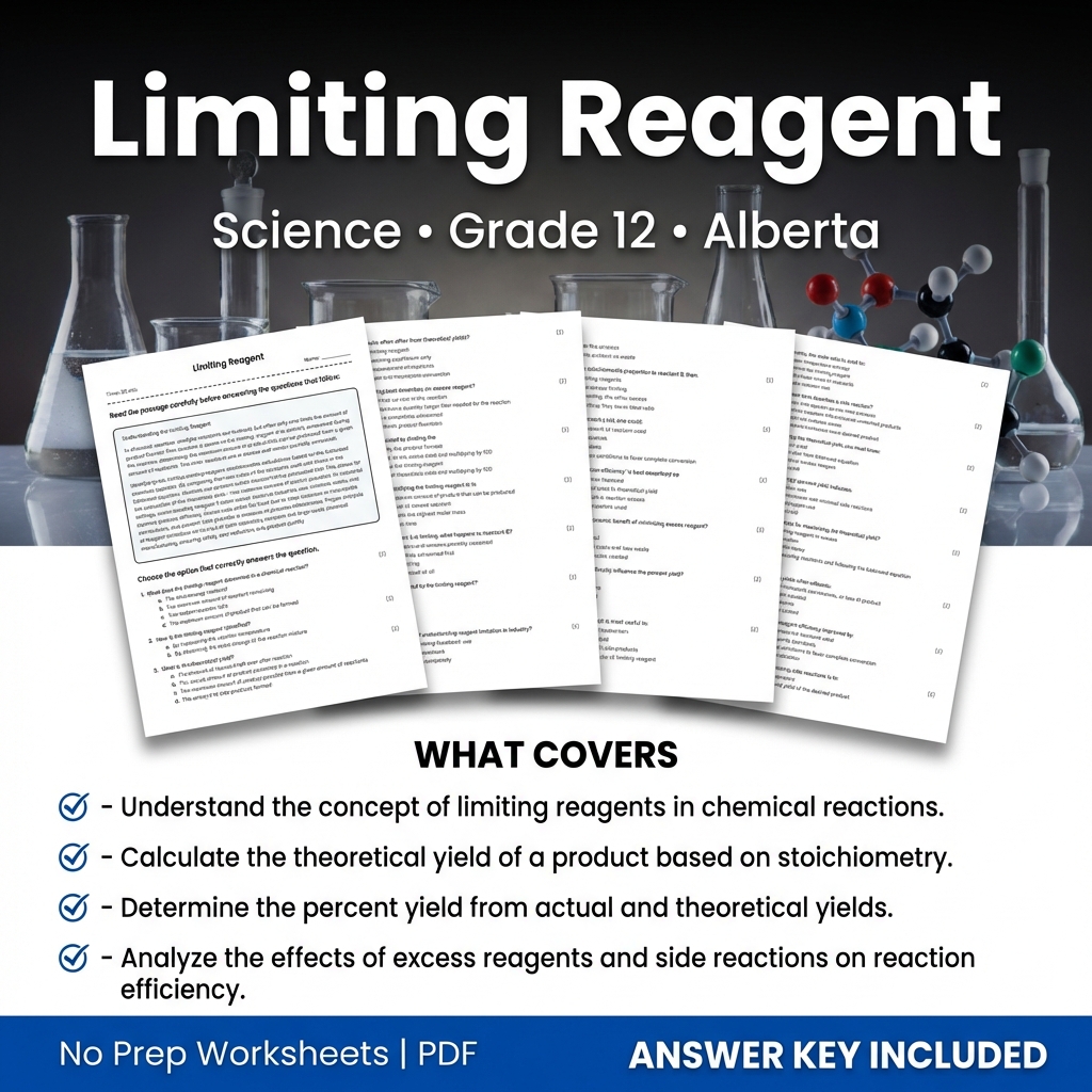 Grade 12 Science Worksheet on Limiting Reagent | Alberta Standard Practice