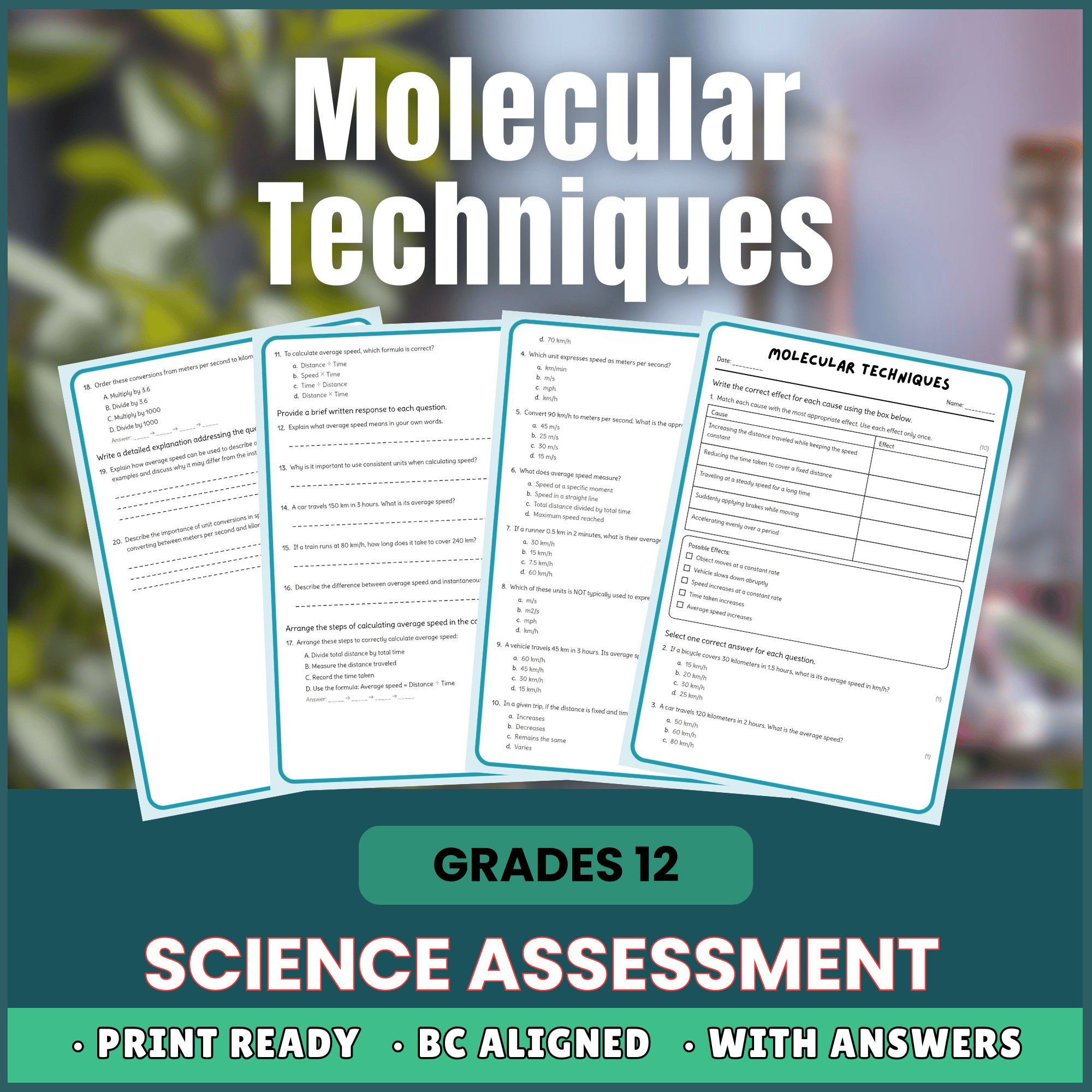 Grade 12 Science | Molecular Techniques Worksheet + Answer Key (PDF)
