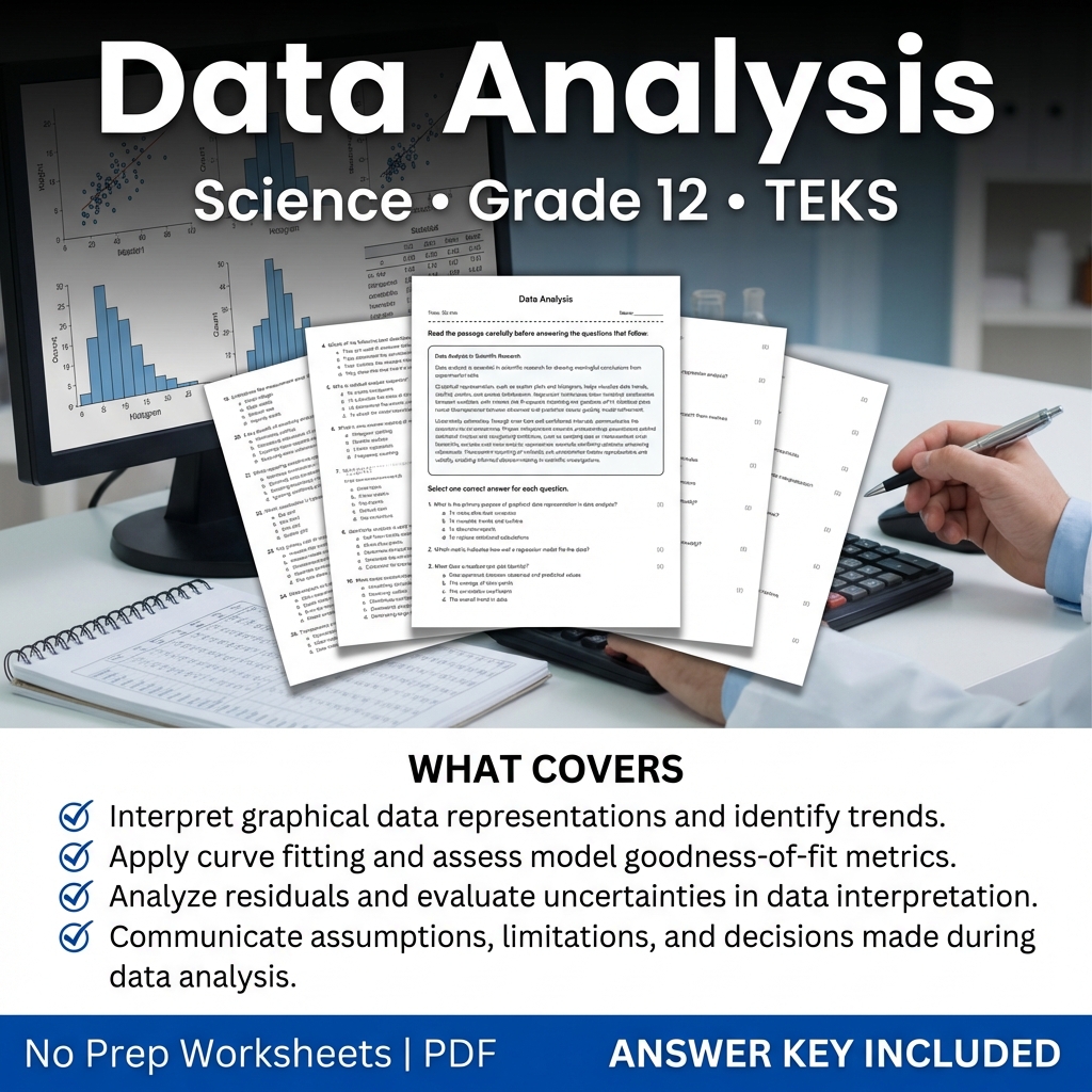 Grade 12 Science Data Analysis Worksheet PDF with Answer Key