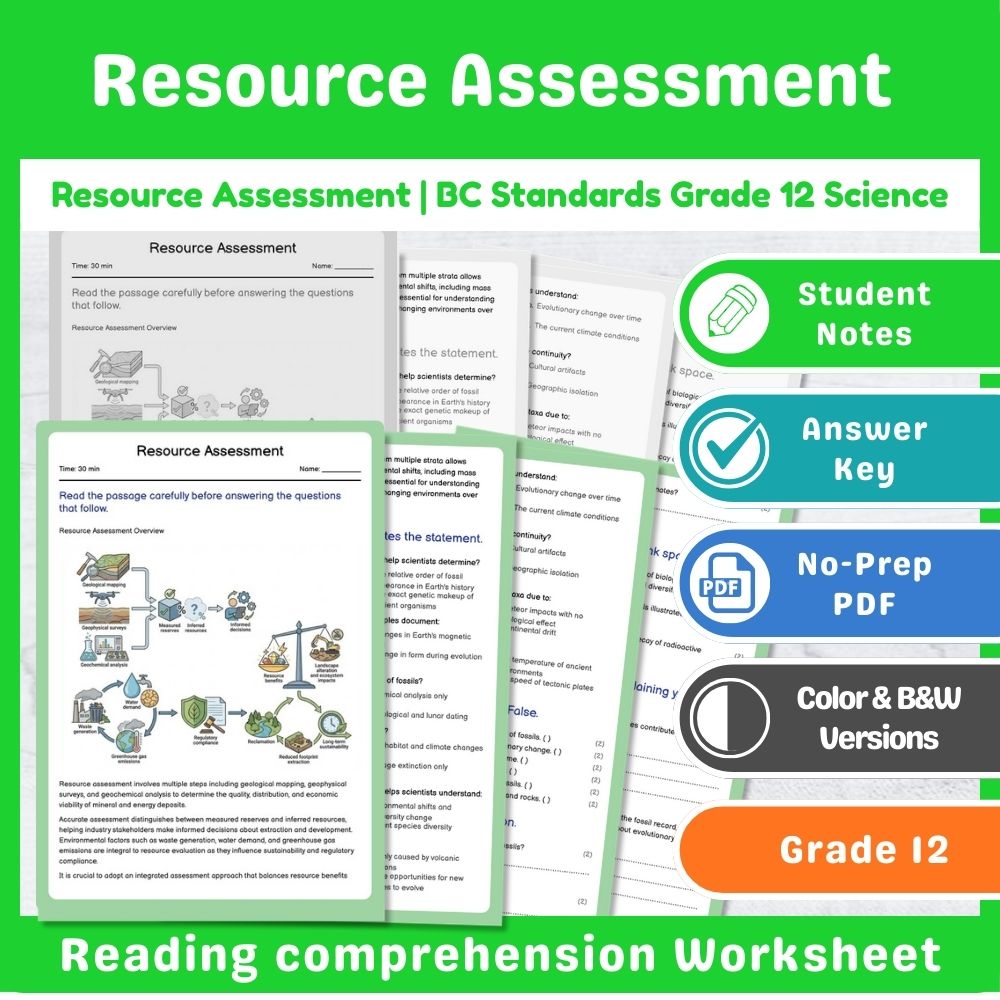 Grade 12 Science Mini Bundle – Plate Tectonics & Geoscience Assessment — included worksheet 11