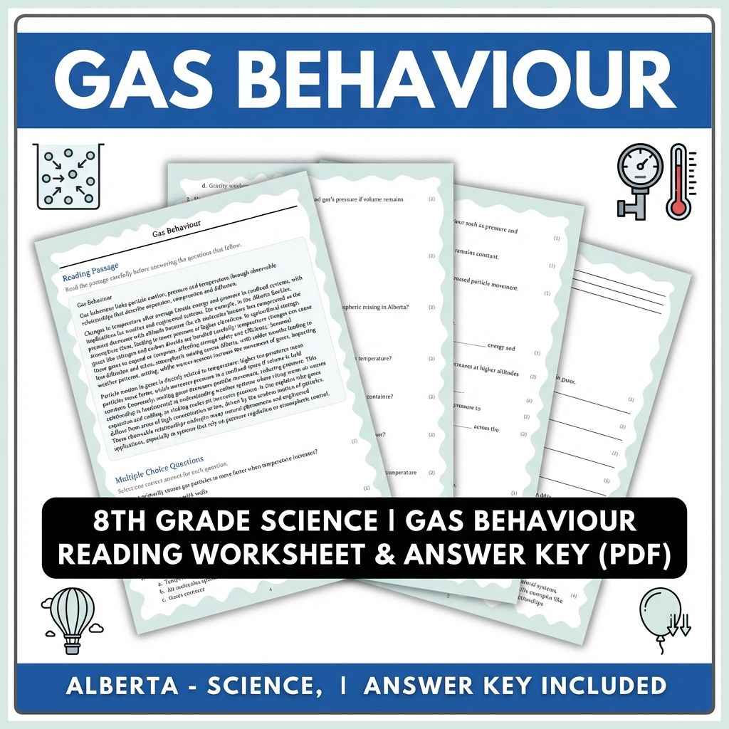 8th Grade Science | Gas Behaviour Reading Worksheet & Answer Key (PDF)