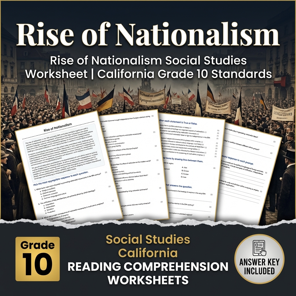 Rise of Nationalism Social Studies Worksheet | California Grade 10 Standards