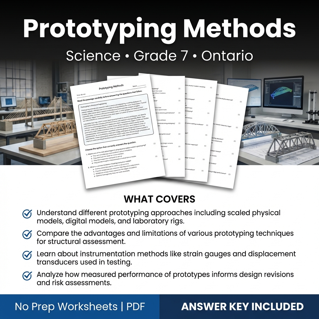 Prototyping Methods Science Worksheet Grade 7 | Ontario Standards