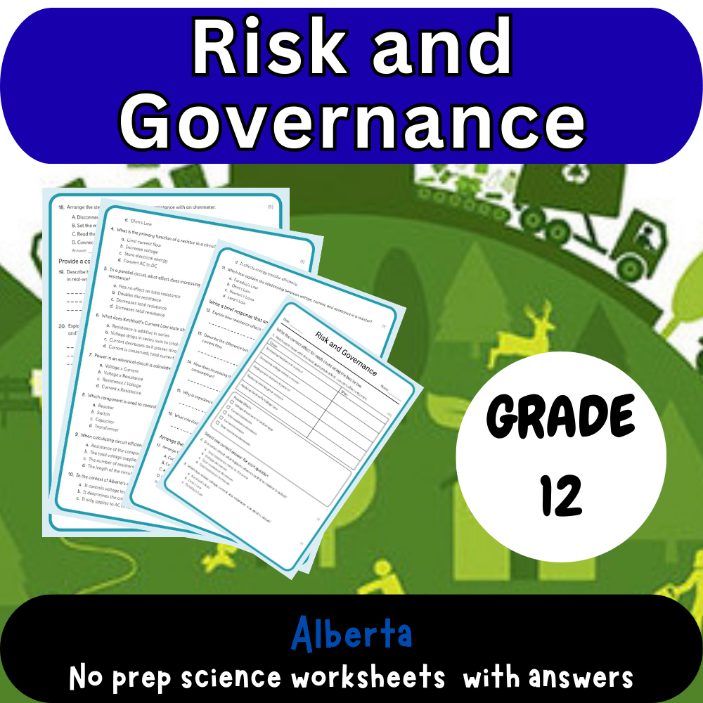 Grade 12 Science | Risk and Governance (Worksheet + Answer Key) Alberta Standards