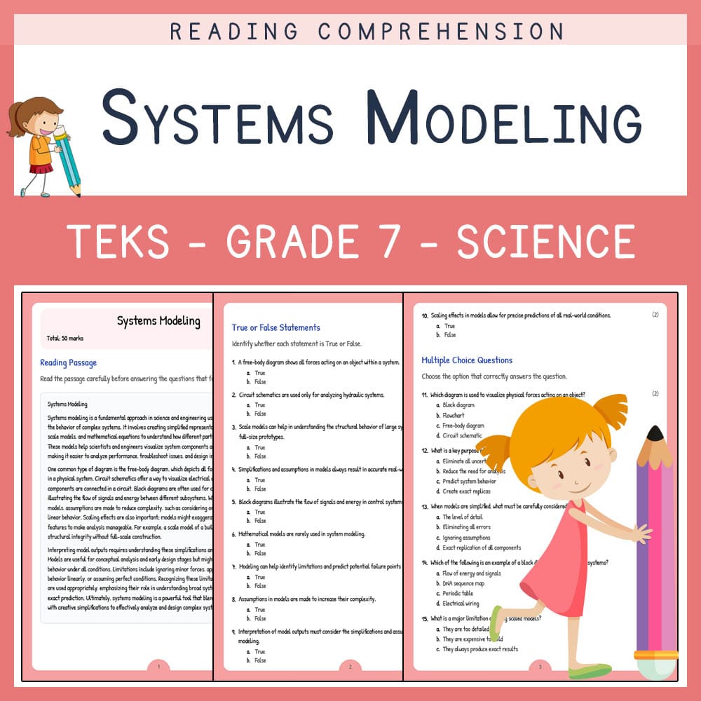 Grade 7 Science worksheet elena worksheet — Grade 7 Science | Systems Modeling Worksheet | TEKS Alligned — page 1