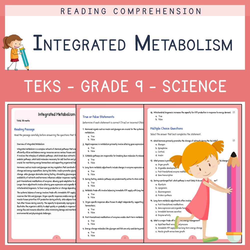 Grade 9 Science worksheet elena worksheet — Grade 9 Science | Integrated Metabolism Worksheet | TEKS Aligned — page 1