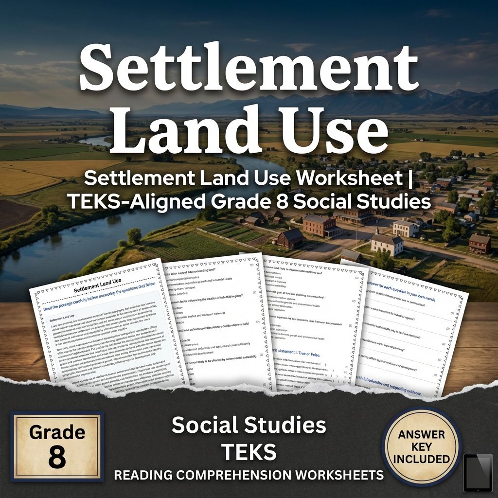 Settlement Land Use Worksheet | TEKS-Aligned Grade 8 Social Studies