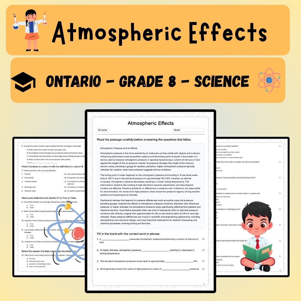 Grade 8 Science worksheet worksheet — Grade 8 Science | Atmospheric Effects Worksheet (PDF ) — page 1