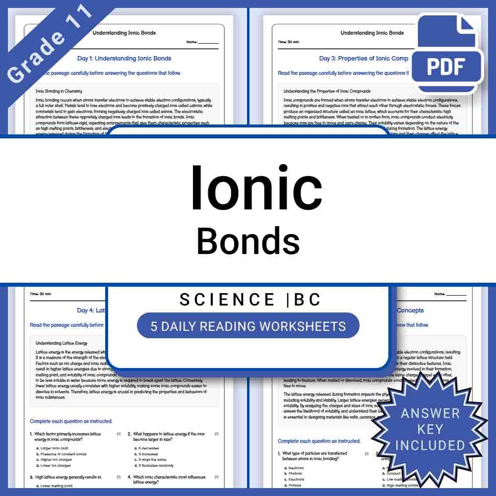 Grade 11 Science Lesson Group | BC Framework Daily Reading Worksheets — included worksheet 9