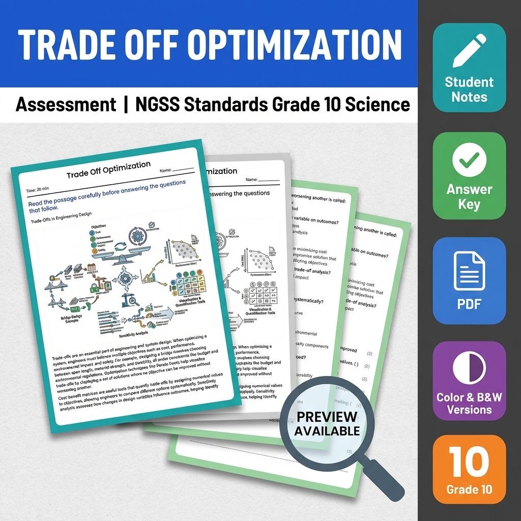 Trade Off Optimization Assessment | NGSS Standards Grade 10 Science