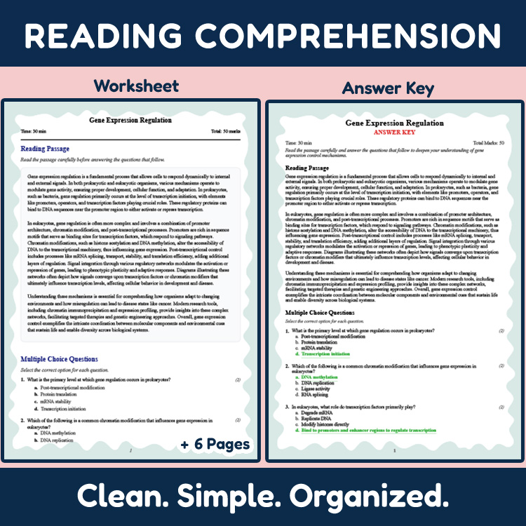 Grade 10 Science reading worksheets worksheet — 10th Grade Science | Gene Expression Regulation Reading Worksheet — page 2