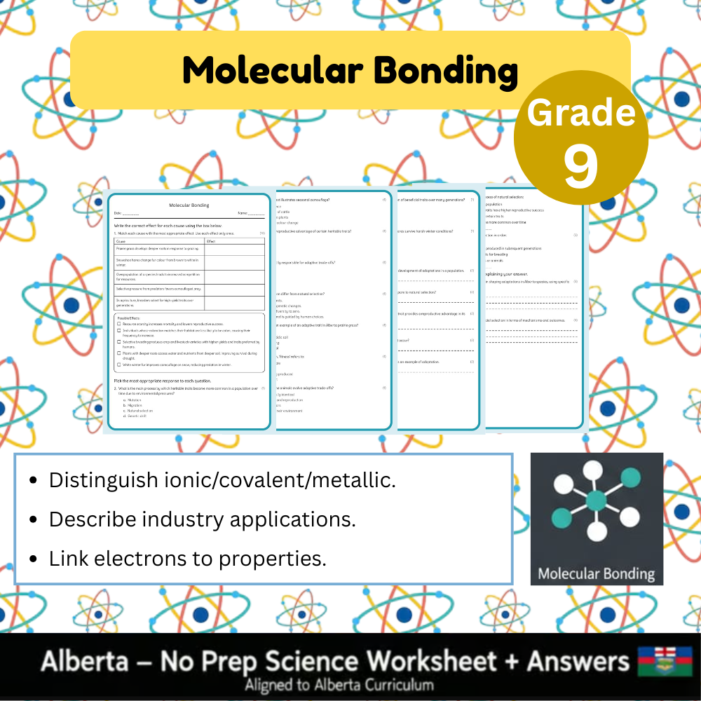 Grade 9 Science Worksheet Bundle | Genetics, Chemistry & Physics Concepts — included worksheet 38