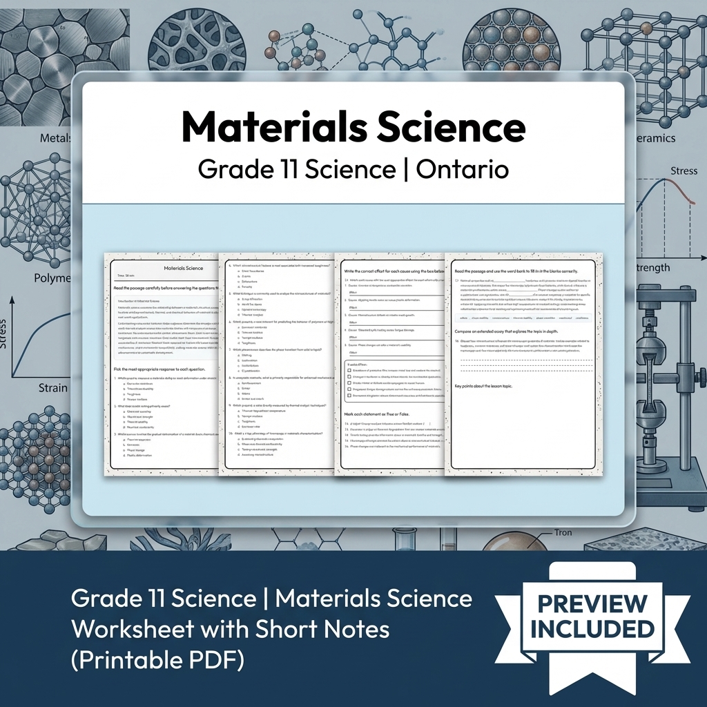 Grade 11 Science Full Year Bundle | Ontario Curriculum & Framework — included worksheet 43