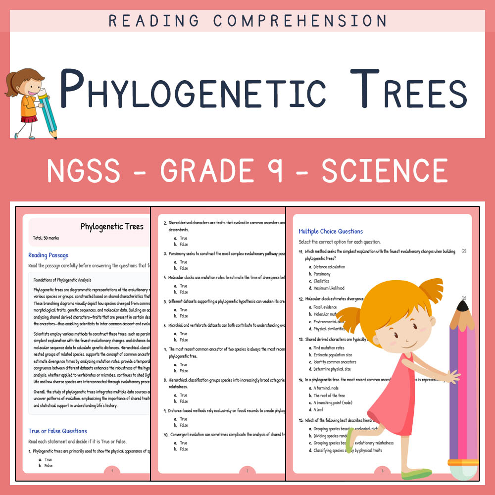 Grade 9 Science worksheet worksheet — Grade 9 Science | Phylogenetic Trees Worksheet – NGSS Aligned (PDF + Answer Key) — p…