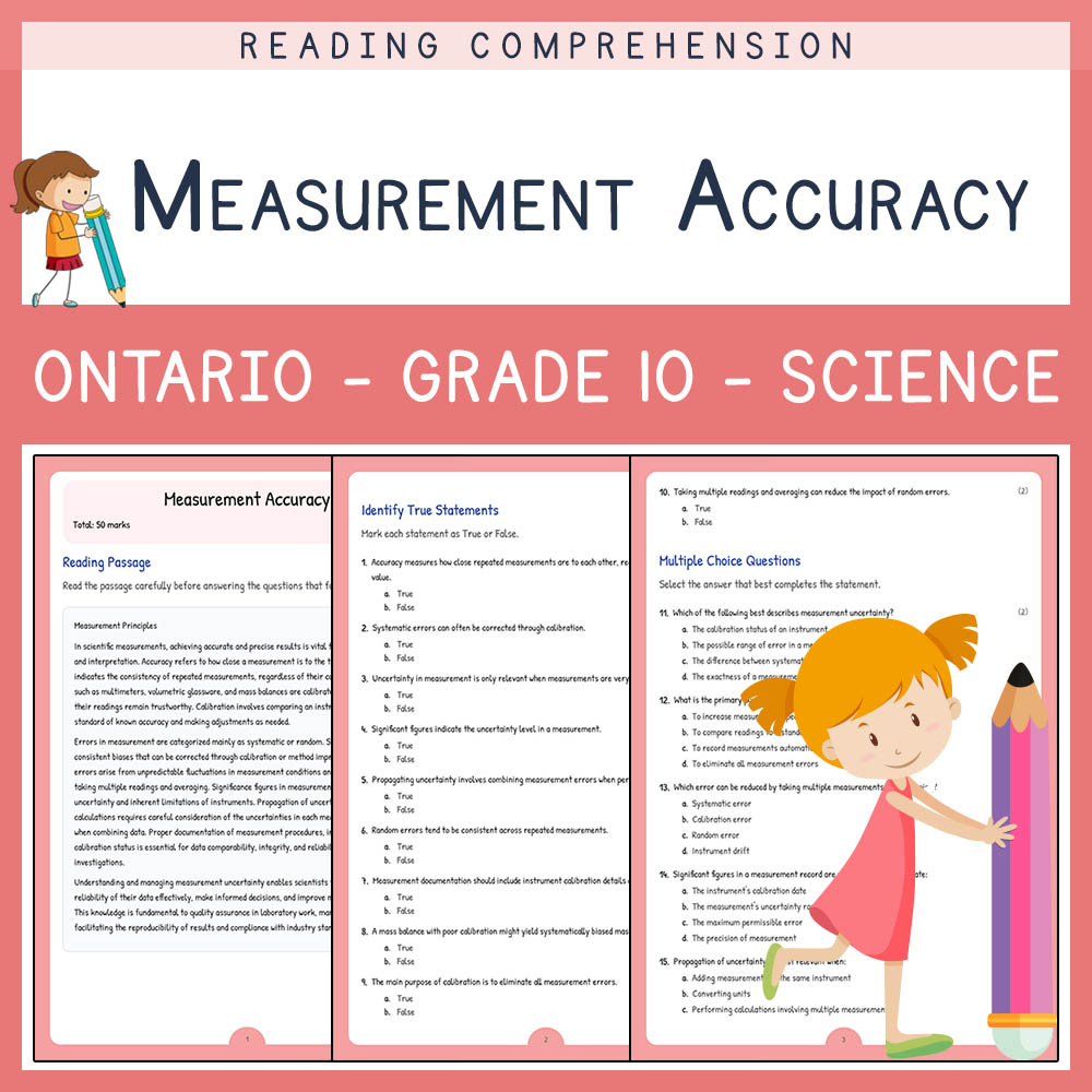 Grade 10 Science worksheet elena worksheet — Grade 10 Science | Measurement Accuracy Worksheet Elena | Ontario Standard —…