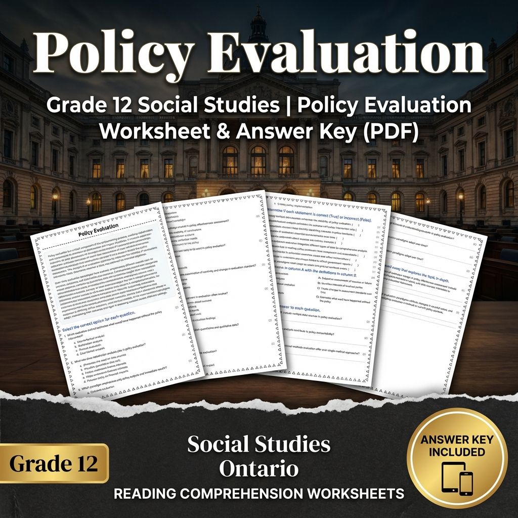 Grade 12 Social Studies | Policy Evaluation Worksheet & Answer Key (PDF)